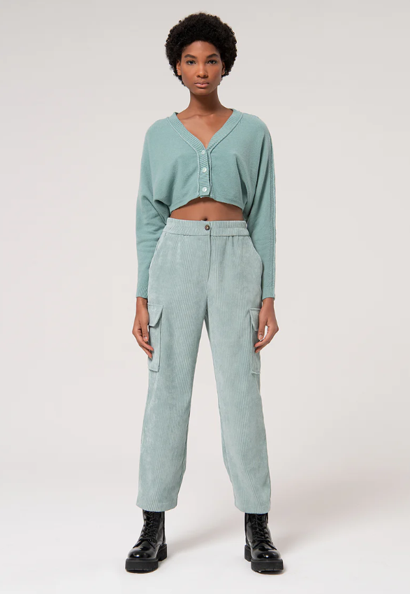 Fracomina calça veludo cotlê cargo