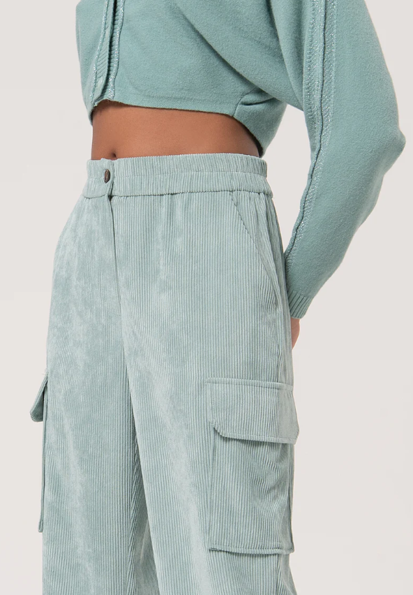 Fracomina calça veludo cotlê cargo