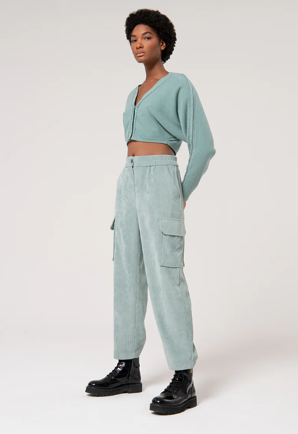 Fracomina calça veludo cotlê cargo