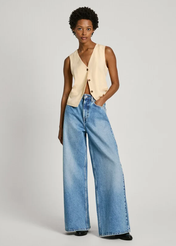 Pepe Jeans Calça Ganga Wide Leg UHW - vista frontal