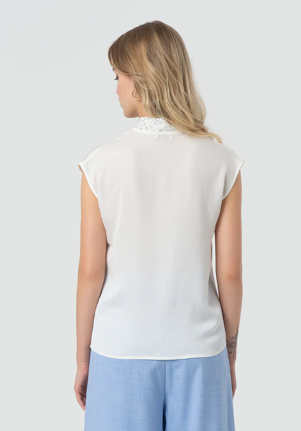 Fracomina Blusa Laçada Strass