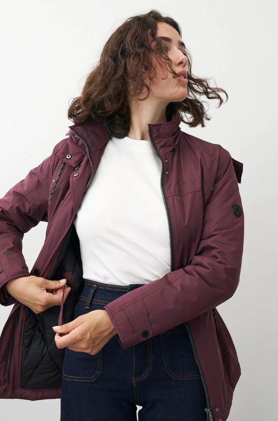 Parka Lebek repelente à água com gola alta e capuz