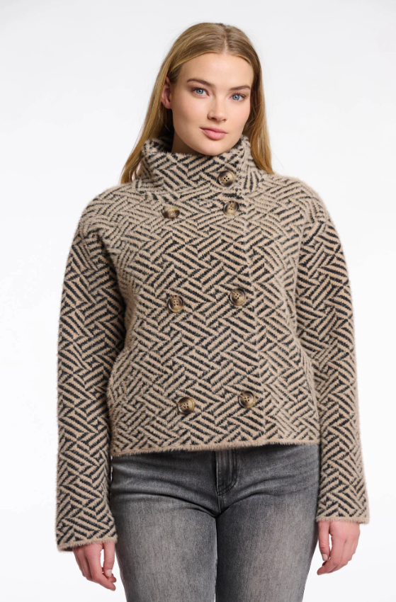 Rino e Pelle Casaco Curto de Trespasse Duplo