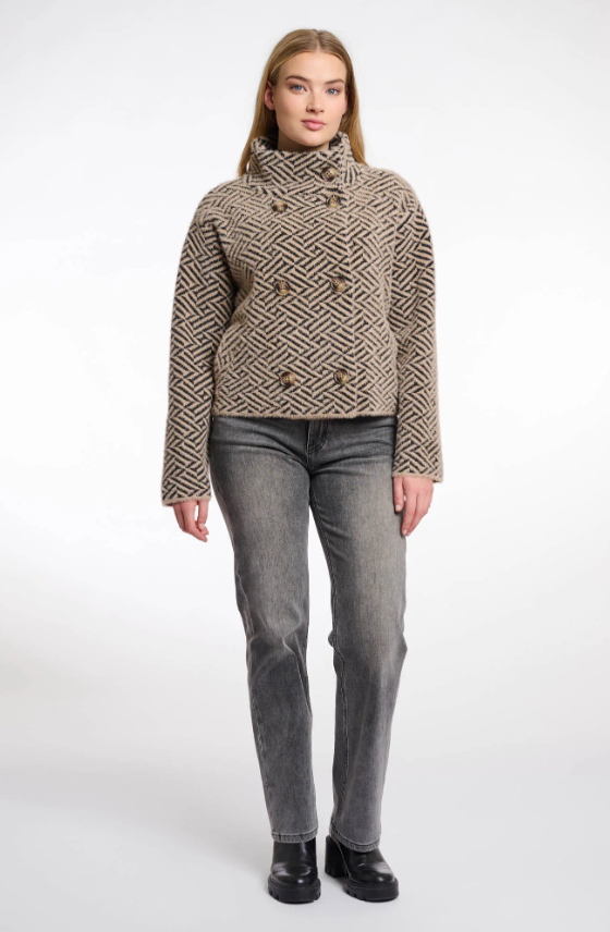 Rino e Pelle Casaco Curto de Trespasse Duplo