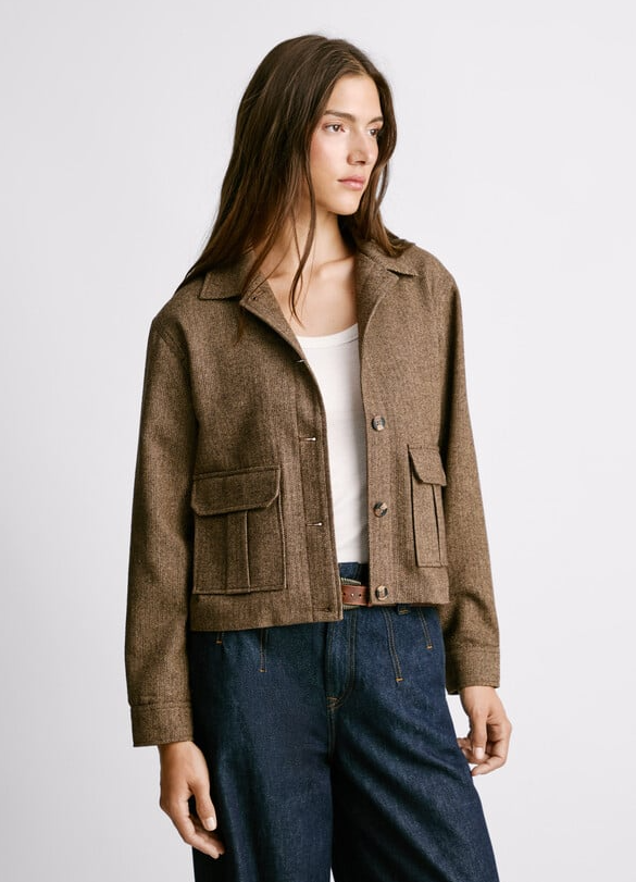 Pepe Jeans Casaco em Tecido Leve com Bolsos e Colarinho Camiseiro - vista alternativa