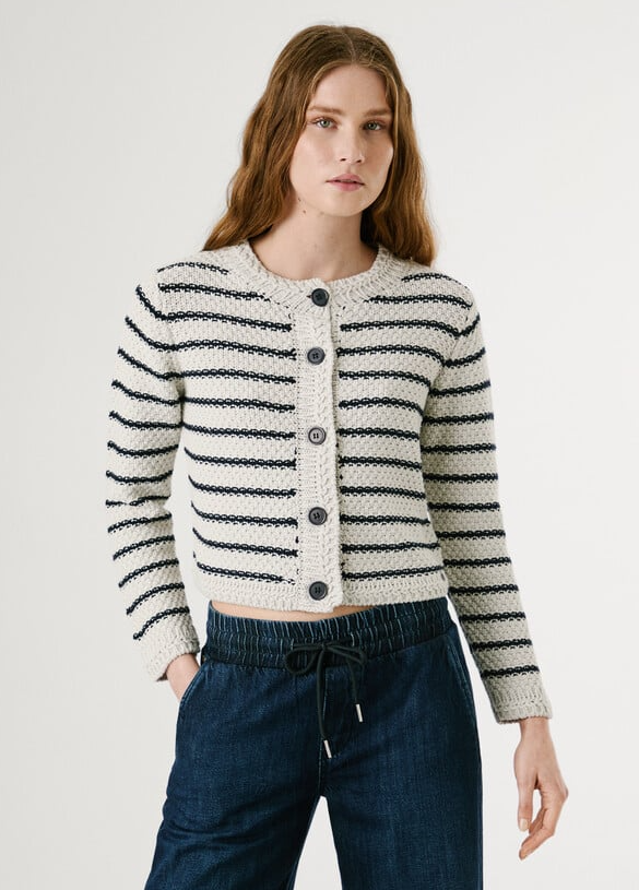 Pepe Jeans Cardigan às riscas com botões - vista alternativa