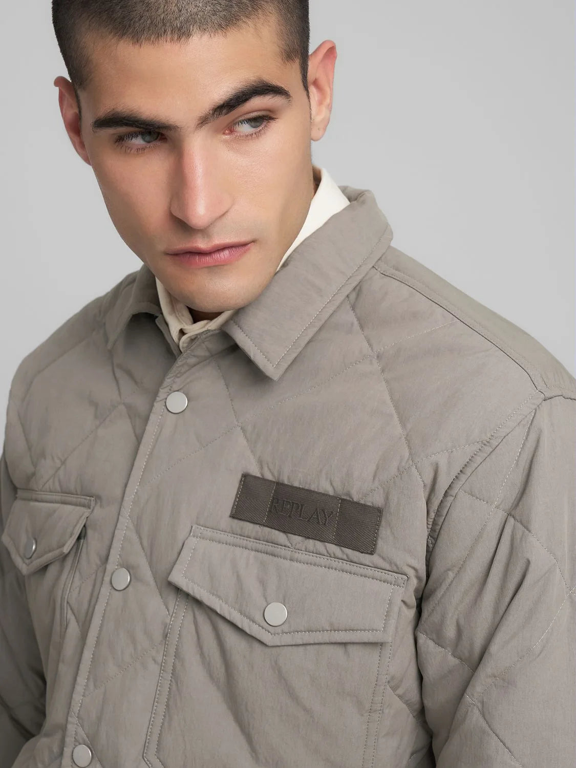 Blusão Replay com forro e tecido losangos