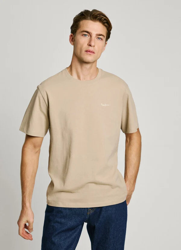 T-shirt Pepe Jeans com Logo bege - vista frontal