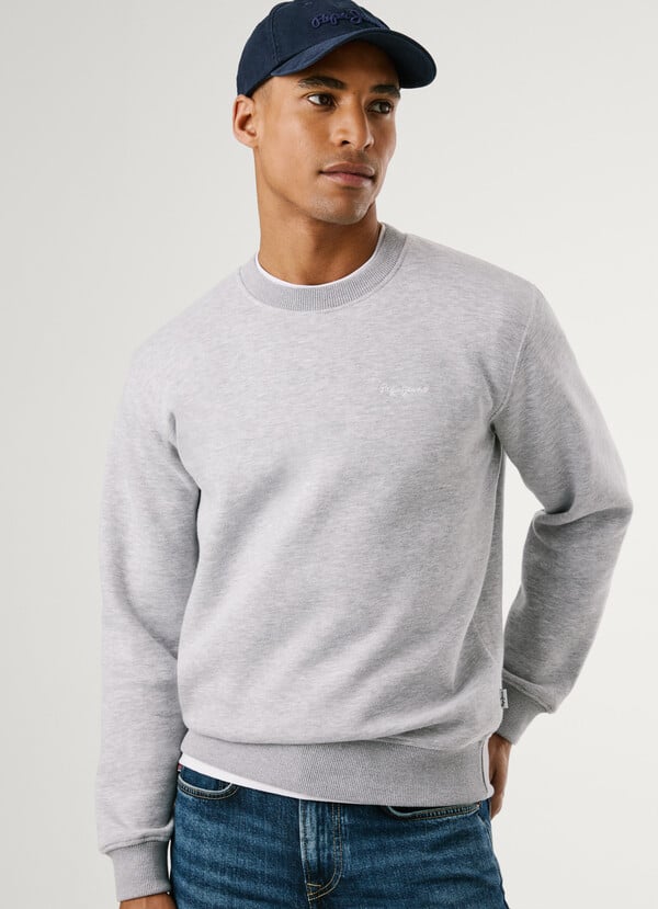 Sweatshirt Pepe Jeans Logo Bordado - Regular Fit cinza - vista frontal