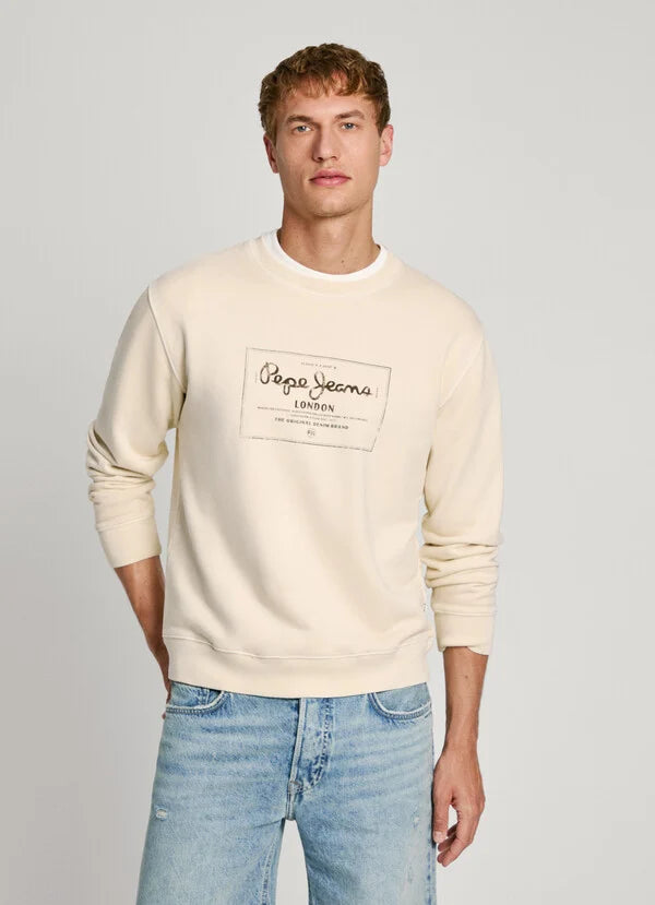 Sweatshirt Pepe Jeans Logo Estampado - Regular Fit bege - vista frontal
