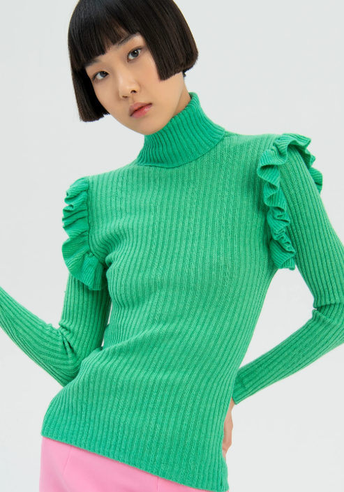Fracomina Knit High Neck with Ruffle