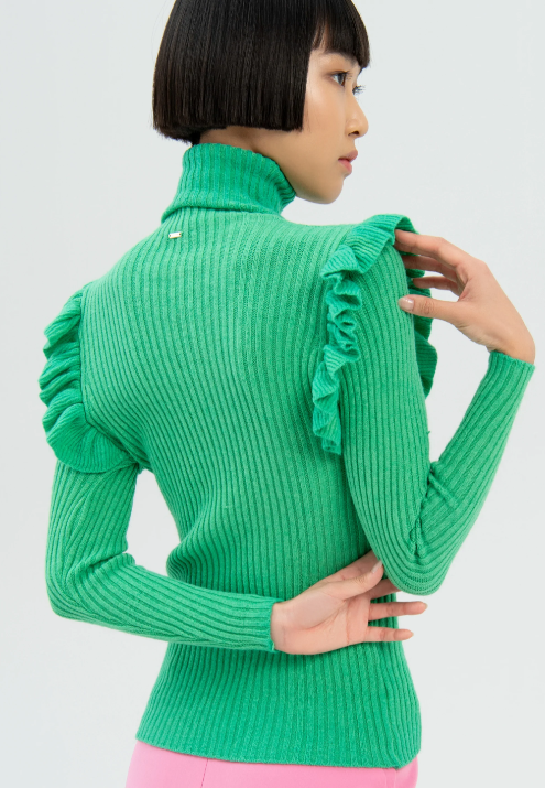 Fracomina Knit High Neck with Ruffle