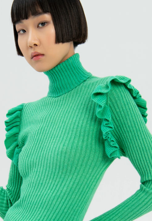 Fracomina Knit High Neck with Ruffle